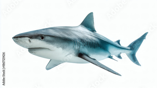 Great White Shark White Background Close-Up