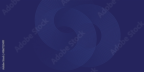 Abstract glowing geometric lines on dark background. Elegant shiny blue rounded lines pattern. Modern futuristic graphic. Suit for poster, banner, brochure, eps10