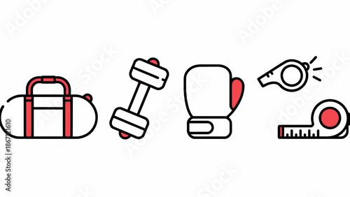 Set of Fitness Icons for Gym Workout and Exercise Routine