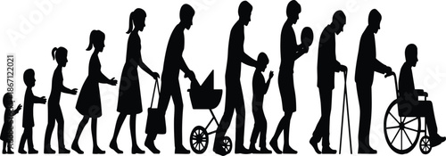 Silhouettes of people of different ages and abilities including a child, elderly, and a person in a wheelchair