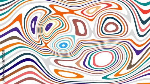 Abstract Illustration Marbled Texture Liquify Psychedelic Colorful Design. Optical Illusion Background Vector