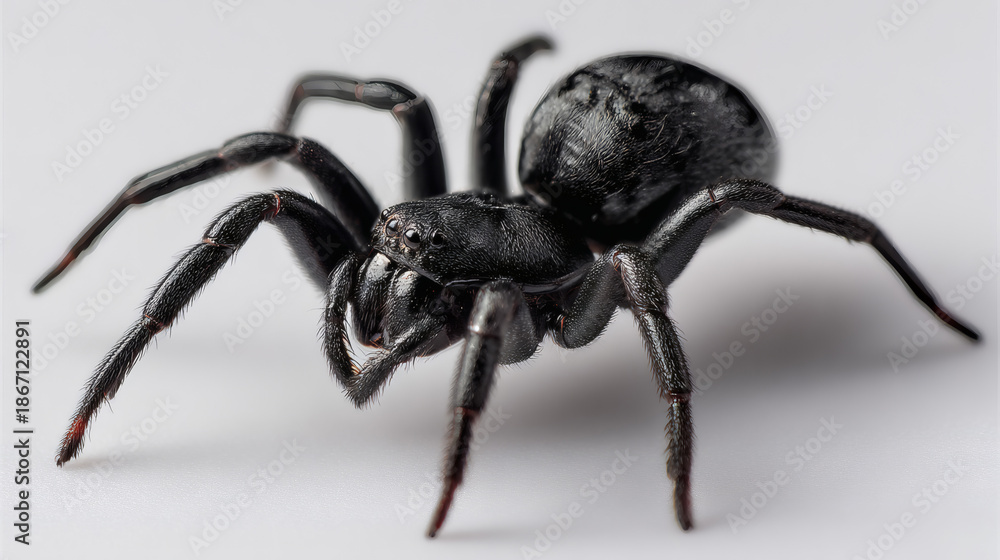 Obraz premium Black Spider White Surface Close-Up