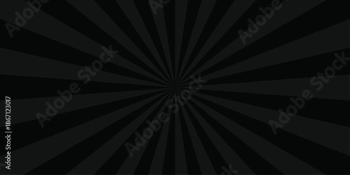 Sunburst beam light vintage shine and graphic summer explosion pattern. black and gray bright sunrise isolated glow striped texture background.