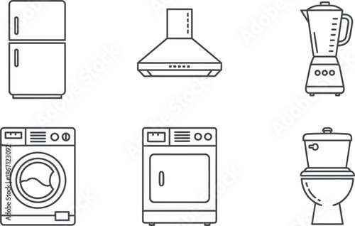 Collection of various household appliances and fixtures