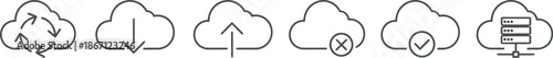 Cloud computing icons set for data management
