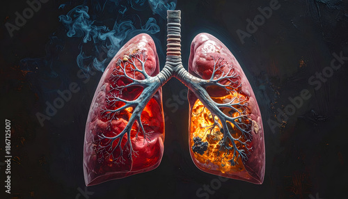 Damaged Lungs - A Visual Depiction of Smokings Harmful Effects.
