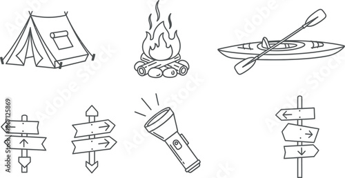 Camping essentials and navigation tools for outdoor adventure