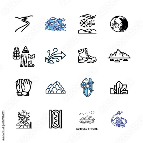 Shopping and e-commerce retail icon set featuring delivery trucks, shopping bags, and discount tags for online store interfaces.