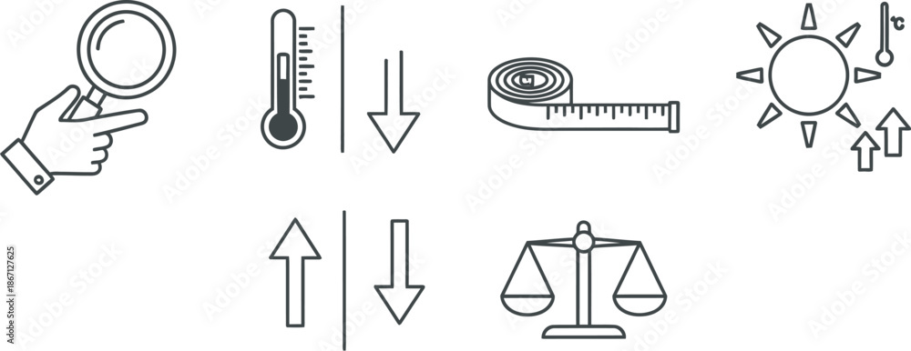 Fototapeta premium Measurement icons representing various physical quantities