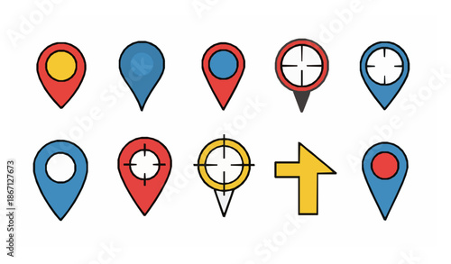 Simple geolocation map pin icon vector symbol set