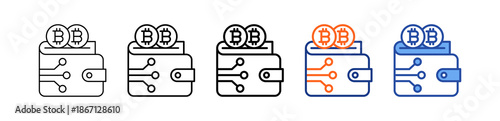 Bitcoin Wallet Different Set Vector Icon