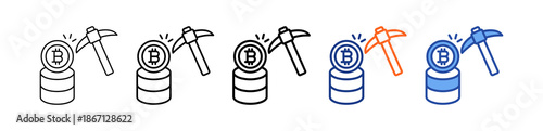Bitcoin Mining Different Set Vector Icon