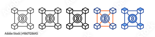 Blockchain Network Different Set Vector Icon