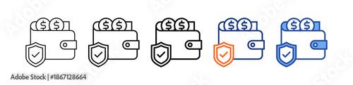 Wallet Security Different Set Vector Icon