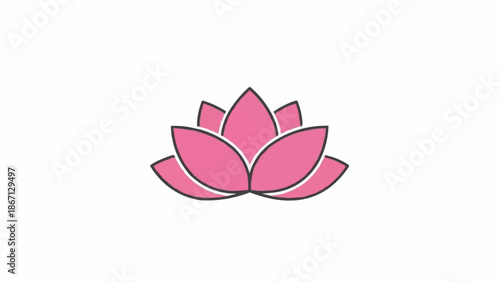 Pink Lotus Flower Icon Graphic.