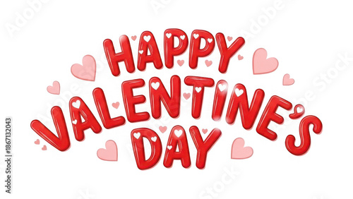 Happy valentines day greeting with hearts on transparent background