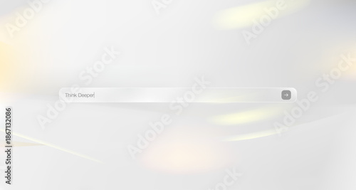 Futuristic web search bar interface with Think Deeper text on blurred white grey background vector showing artificial intelligence and deep learning concept for digital technology landing page