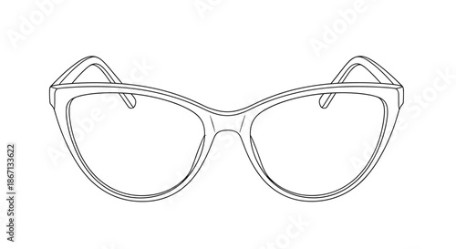 Stylish cat-eye glasses frame illustration, showcasing a popular fashion accessory for clear vision and personal style.