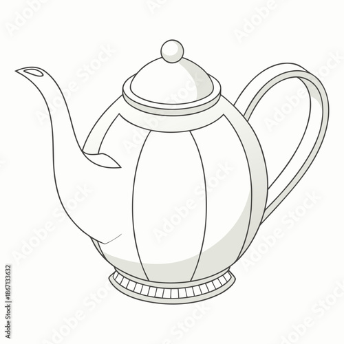 Elegant White Ceramic Teapot Isolated on a Pure Background