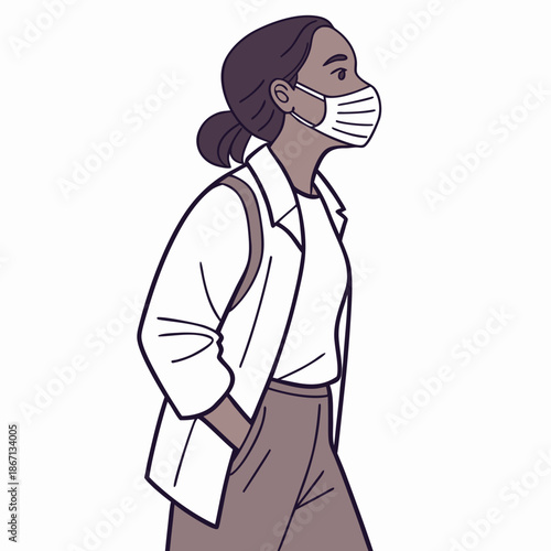 Woman Wearing Face Mask - Health and Safety Vector