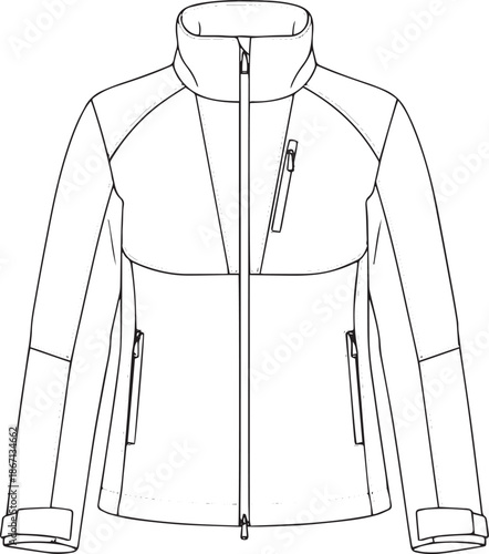 silhouette of clean vector of Flux Ridge Jacket isolated on white background