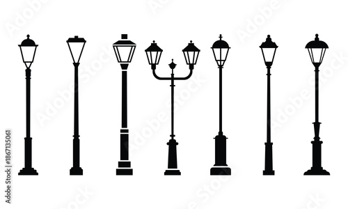 Elegant Vintage Street Lamps Collection for Urban Night Lighting