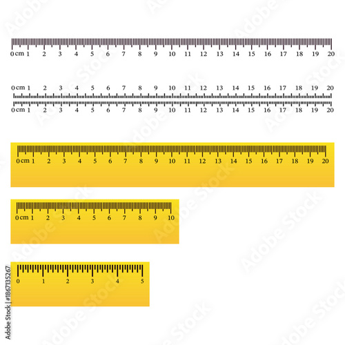 Measurement Ruler Set in Centimeters. Vector illustration.