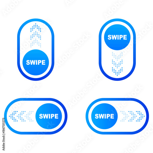 Swipe Gesture Buttons Set for Mobile Interface. Vector illustration.