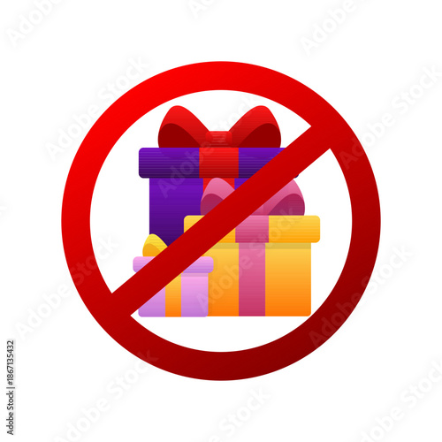 No Gift Allowed Prohibition Icon. Vector illustration.