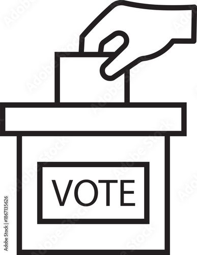 Hand voting ballot box icon. Election and democracy themes are perfect. Ballot icon graphic set. Includes voting and election-related outline symbols
