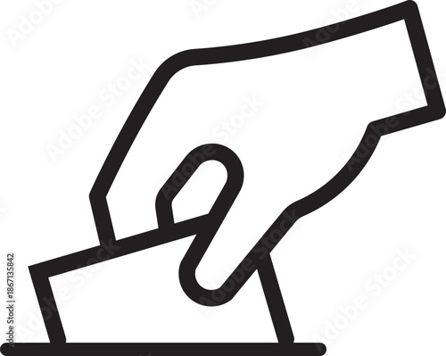 Hand voting ballot box icon. Election and democracy themes are perfect. Ballot icon graphic set. Includes voting and election-related outline symbols
