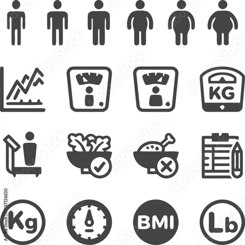 weight loss, health, diet, body, scale, bmi, vaccine, medical, nutrition, wellness, fitness, icon, symbol, vector, illustration, graphic, man, woman, obesity, chart, kilogram, lb, healthy, lifestyle, 