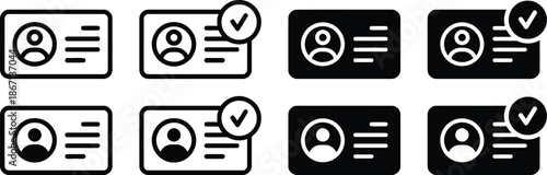 id, card, icon, set, identity, verification, user, access, profile, vector, illustration, sign, symbol, collection, design, element, application, web, print, template, shape, page, personal, data, sec