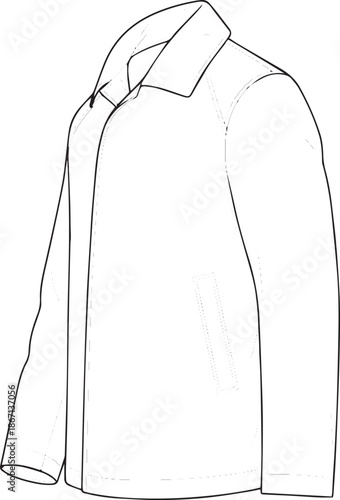 silhouette of clean vector of Shadow Arc Coat Jacket isolated on white background