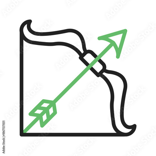 Bow And Arrow icon vector image. Suitable for mobile apps, web apps and print media.