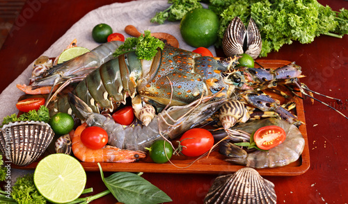 Natural organic seafood - lobster, shrimp, healthy eating