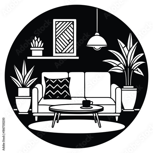 vector illustration of a living room