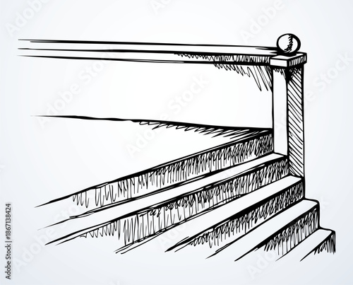 Vector drawing. Old stone stairs