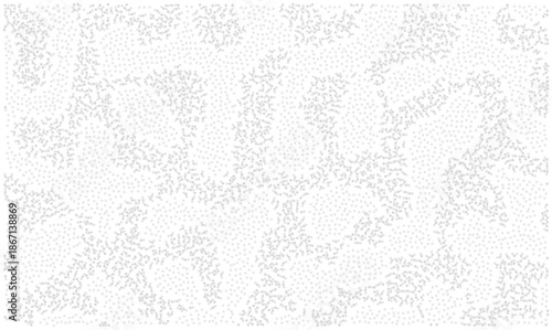 Abstract vector gray stipple pattern on white background. Textured surface with scattered grey dots and grain noise. Digital pointillism particle effect suitable for subtle tech wallpaper or overlay.