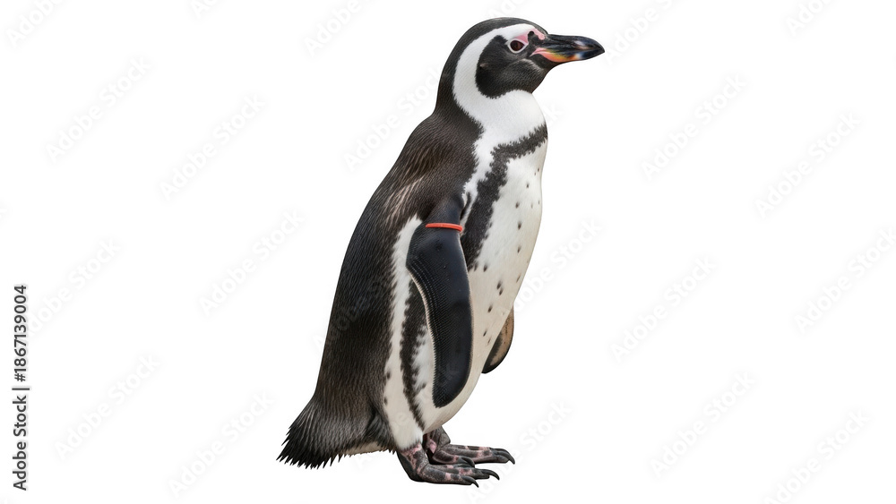 Obraz premium Humboldt penguin standing isolated on transparent background