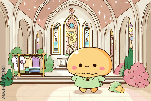 Cute Underwater Character with Shells and Coral in a Fantasy Setting