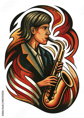 musicista jazz che suona il sassofono 06