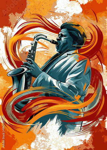 musicista jazz che suona il sassofono 01