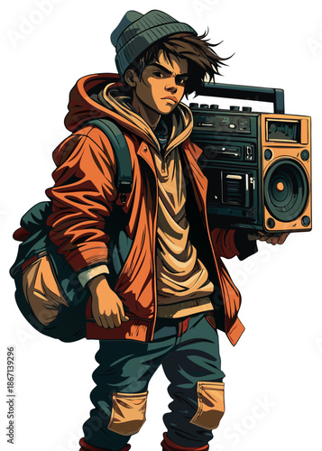 ragazzo hip hop col suo radione 010