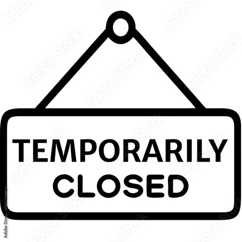 Temporarily closed line icon, black outline temporary closure business symbol