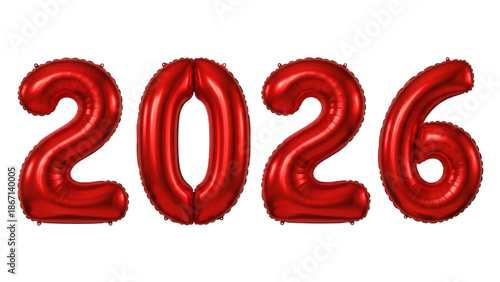 Celebratory 2026 balloon numbers isolated on transparent background