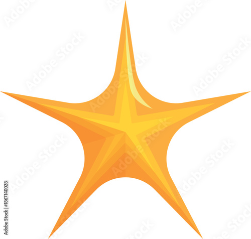 Five pointed yellow star shining brightly, perfect for designs related to achievement, quality, or celebration