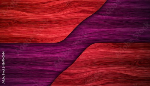 Symphony of Crimson and Royal Purple: Fluid Abstract Wood Grain Waves in Modern Layered Design