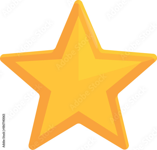 Five pointed golden star glowing, representing achievement, quality, and success