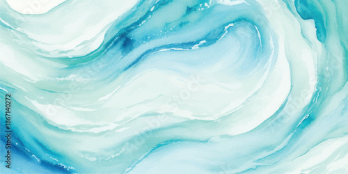 Turquoise Splash Abstract Art with Vibrant Fluid Shapes and Minimalist Composition